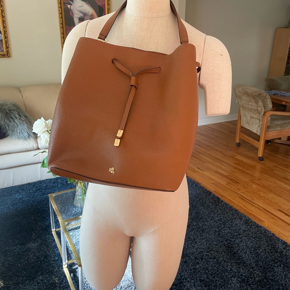 Brown Leather Bucket Bag
